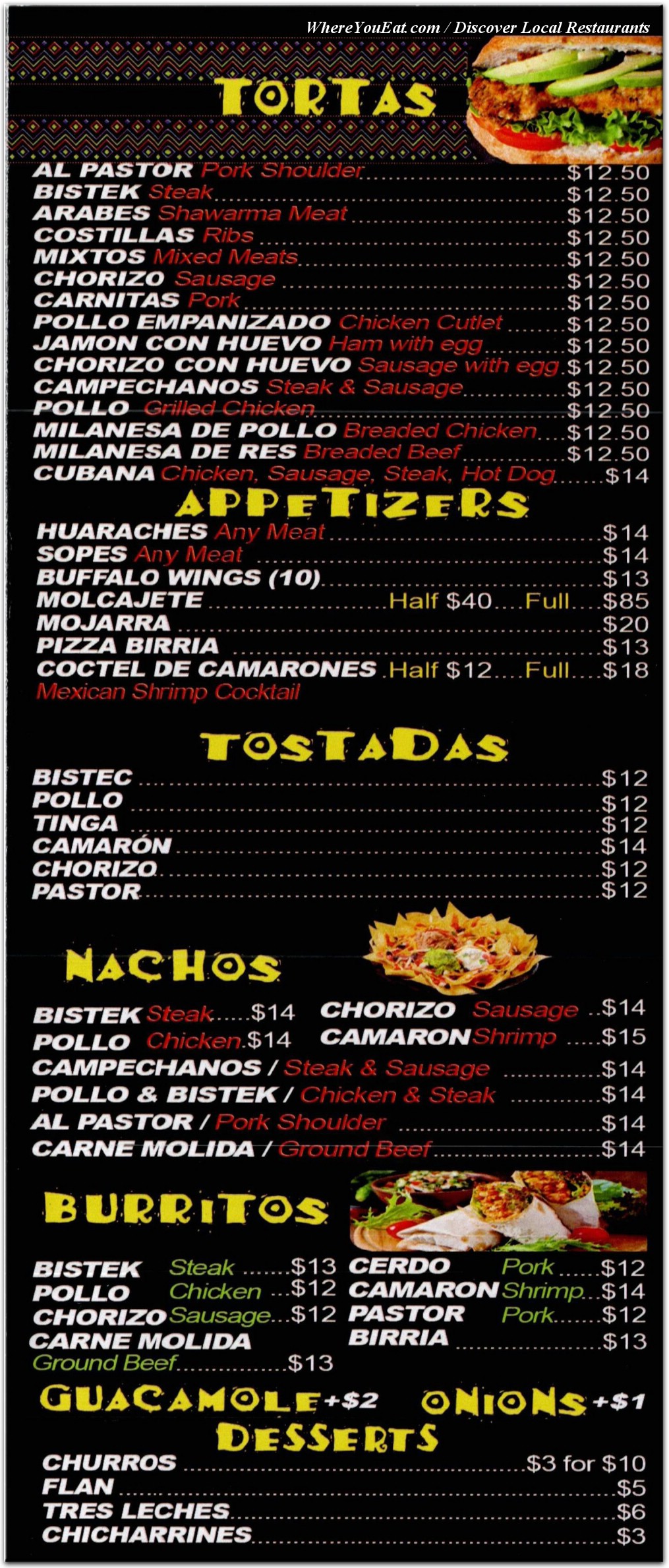 menu